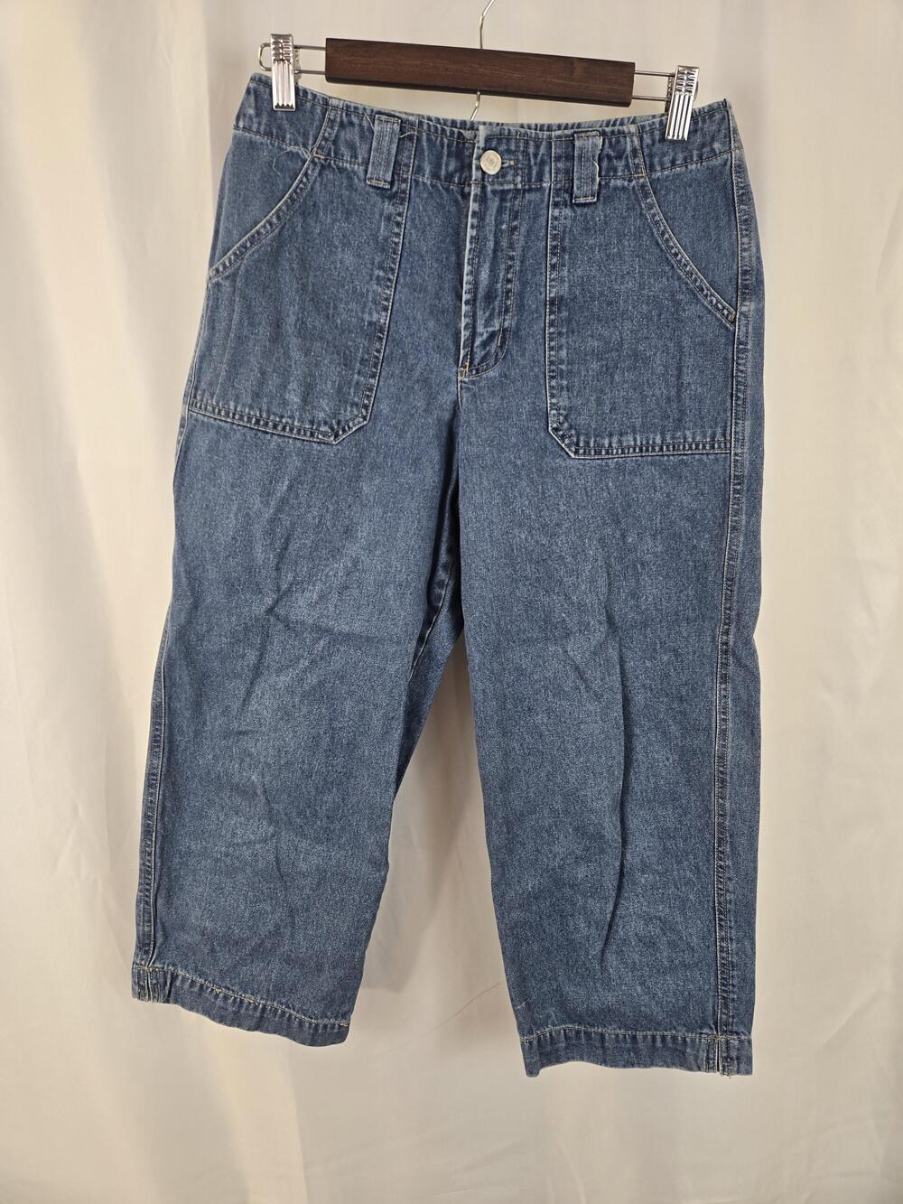 Essentials Capri Jeans Womens 8 Blue High Rise Relaxed 100% Cotton Denim Pants